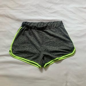 Grey and neon green booty shorts